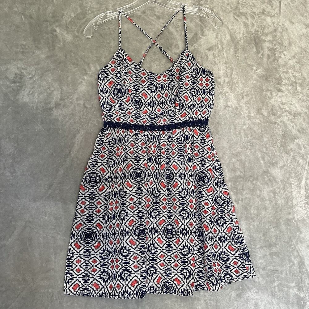 Three Pink Hearts Trixxi Dress Juniors Medium Aztec Sundress Summer Beach Casual